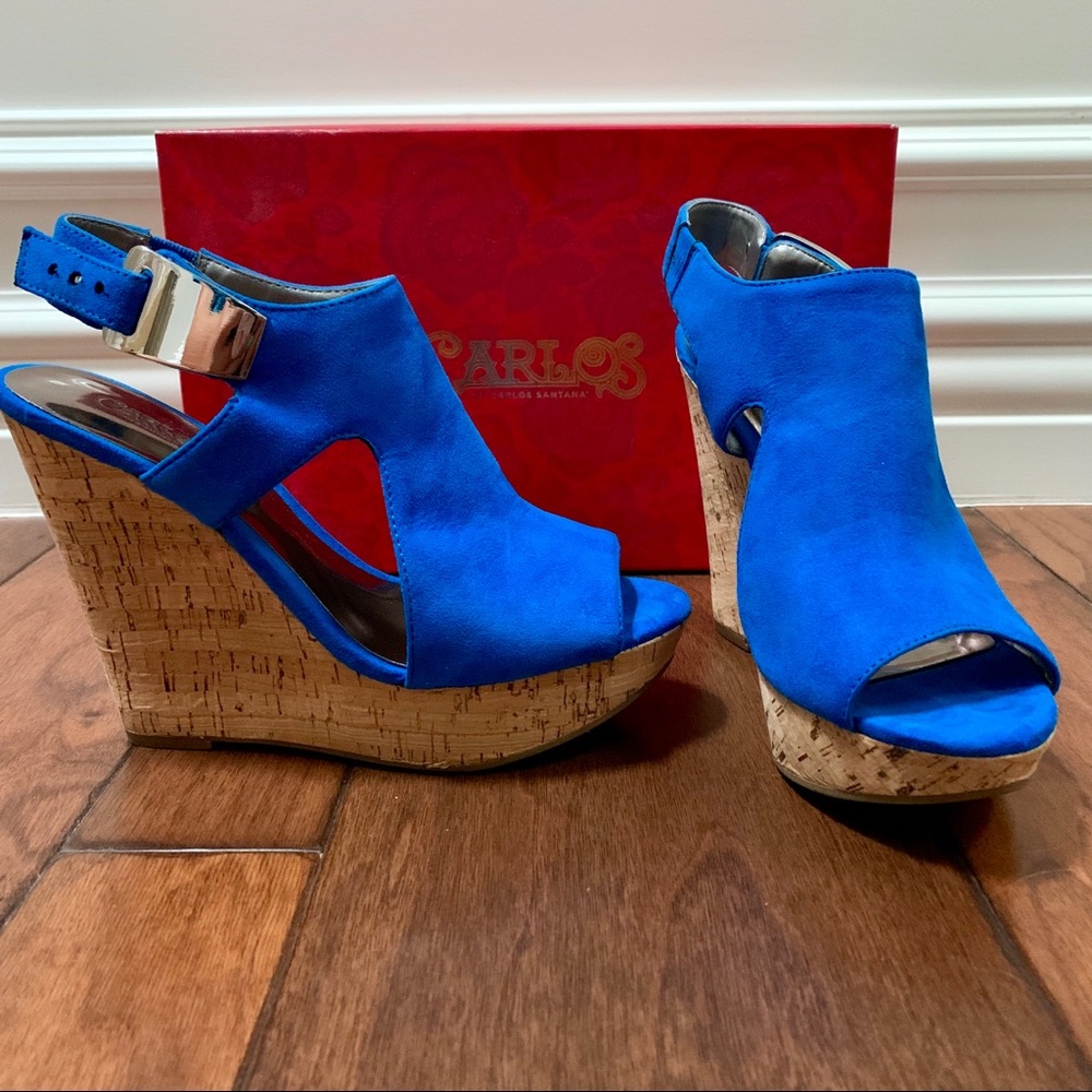 Like new Carlos Santana Blue Wedges Sz 8M